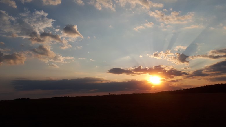 Sunset, © DB Sunset with clouds and rays in the sky.