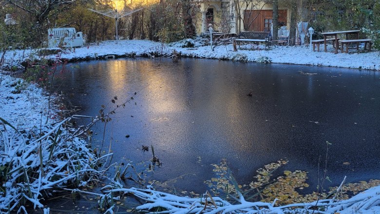 Villa Pannonica, Wolfsthal, garden pond in winter, © H. Levar Pannonica, Wolfsthal, garden pond in winter, ice and snow