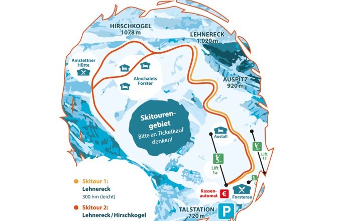 Ski touring area overview, © www.forsteralm.at Ski touring area overview, © www.forsteralm.at