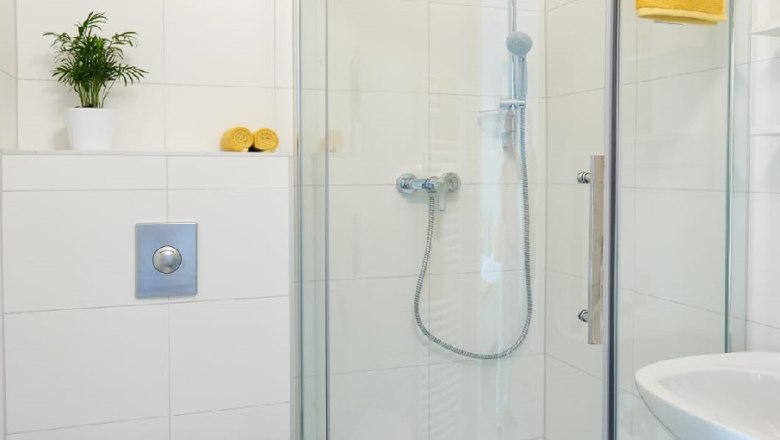 Bathroom, © Eugenia Husti Modern bathroom with shower, toilet and washbasin.