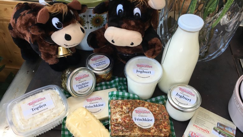 Dairy products, © Ramswirt Various dairy products with two plush cows.