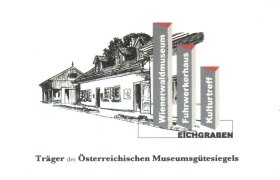 Vienna Woods Museum, © Wienerwaldmuseum Illustration of a building with signs for Wienerwaldmuseum, Fuhrwerkerhaus and Kulturtreff.