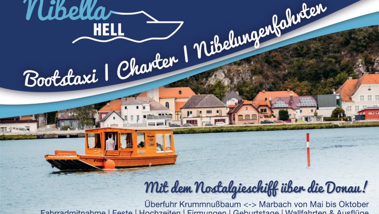 Offer overview Ing. Karl Hell, © Ing. Karl Hell Advertising for Nibella Hell boat cab and charter on the Danube.