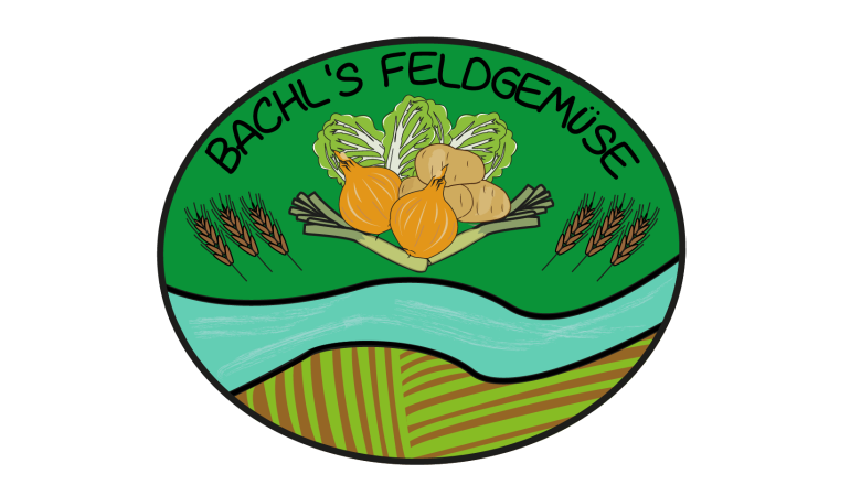 Company logo, © Jakob Bachl Logo of Bachl's Feldgemüse with vegetables and landscape.