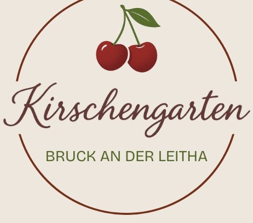 Logo Kirschengarten Bruck/Leitha, © Kirchengarten Windholz Logo with two cherries and the text 'Kirschengarten Bruck an der Leitha'.