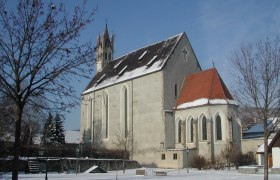 Imbach parish church, © Gemeinde Senftenberg Imbach parish church covered with snow in winter.