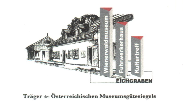 Vienna Woods Museum, © Wienerwaldmuseum Illustration of a building with signs for Wienerwaldmuseum, Fuhrwerkerhaus and Kulturtreff.