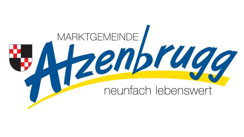 Community logo, © MArktgemeinde Atzenbrugg Logo of the market town of Atzenbrugg with coat of arms and slogan 'neunfach lebenswert'.