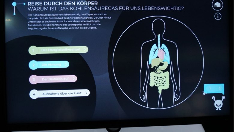 The natural carbon dioxide remedy from Bad Schönau, © Wiener Alpen, Zeleny Illuminating panel about the importance of carbonic acid in the human body.