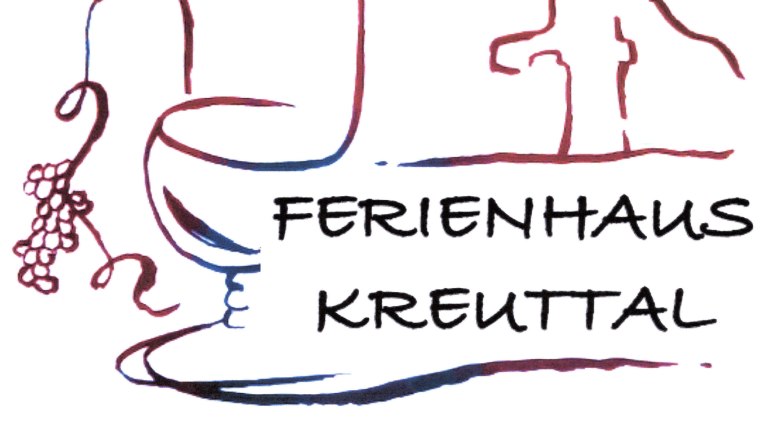Logo, © Ferienhaus Kreuttal Logo of Ferienhaus Kreuttal with wine bottle, grapes and house outline.