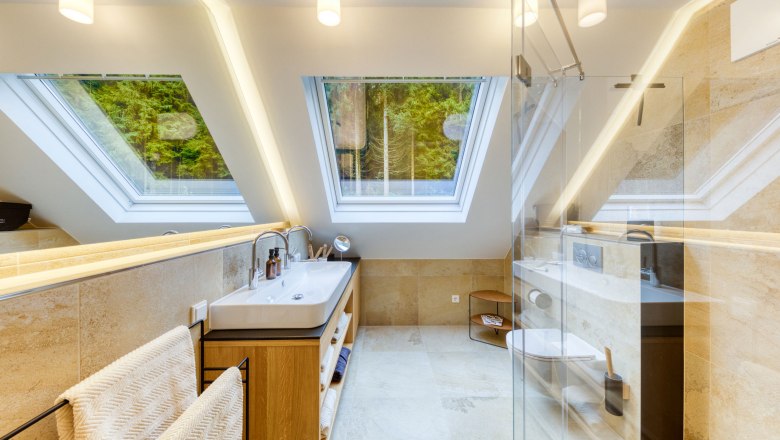 Bathroom - Apartment 1, © Waldrefugium, Fotostudio Huger Bathroom - Apartment 1, © Waldrefugium, Fotostudio Huger