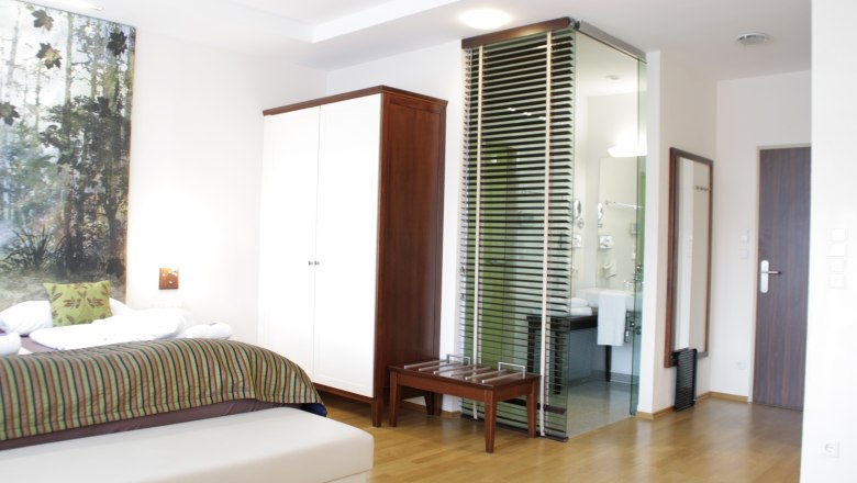 Deluxe room with steam shower, © Hotel-Restaurant Liebnitzmühle Deluxe room with steam shower, © Hotel-Restaurant Liebnitzmühle