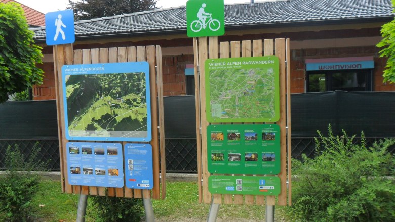 Pitten bike start board, © ©Wiener Alpen Information boards for hiking and cycling trails in Pitten