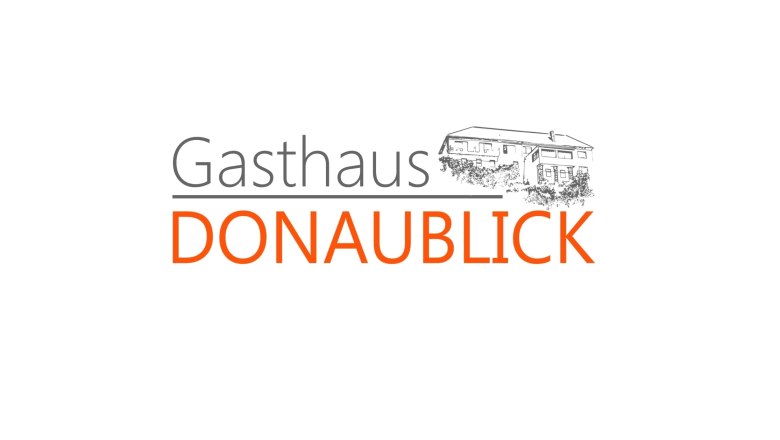 logo, © Gasthof Donaublick Logo of the Donaublick inn with building drawing.