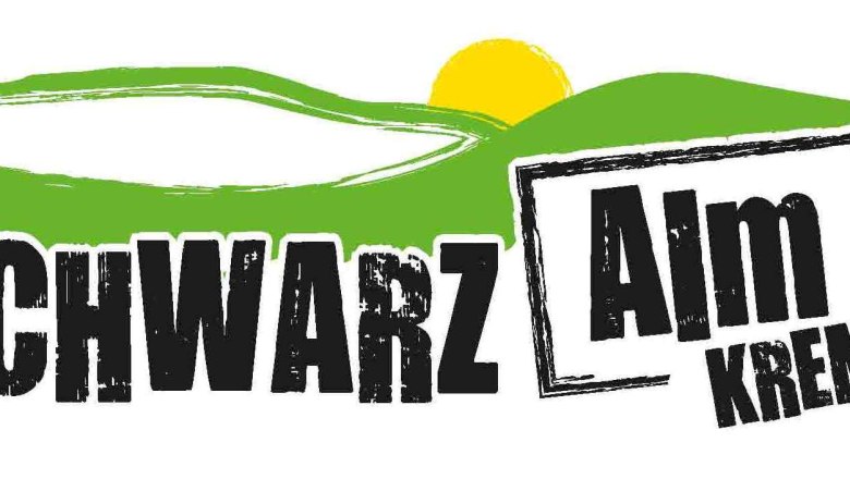 Gasthaus Schwarzalm Krems, © Gasthaus Schwarzalm Krems Logo of Schwarzalm Krems with green hill and yellow sun.