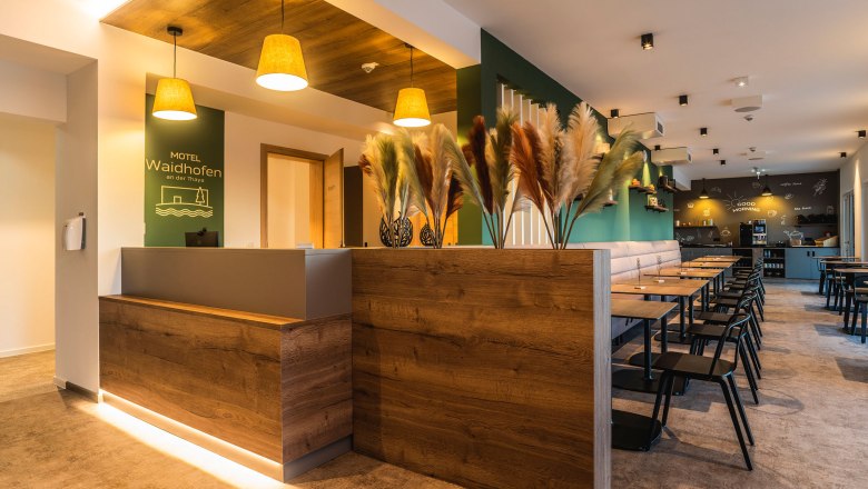 Reception / breakfast area, © BAWU HotelbetriebsgmbH, Fotograf Petr Dobias Reception / breakfast area, © BAWU HotelbetriebsgmbH, Fotograf Petr Dobias