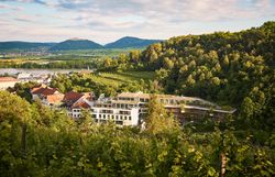 Interior view of the spa area with comfortable seating and large windows.