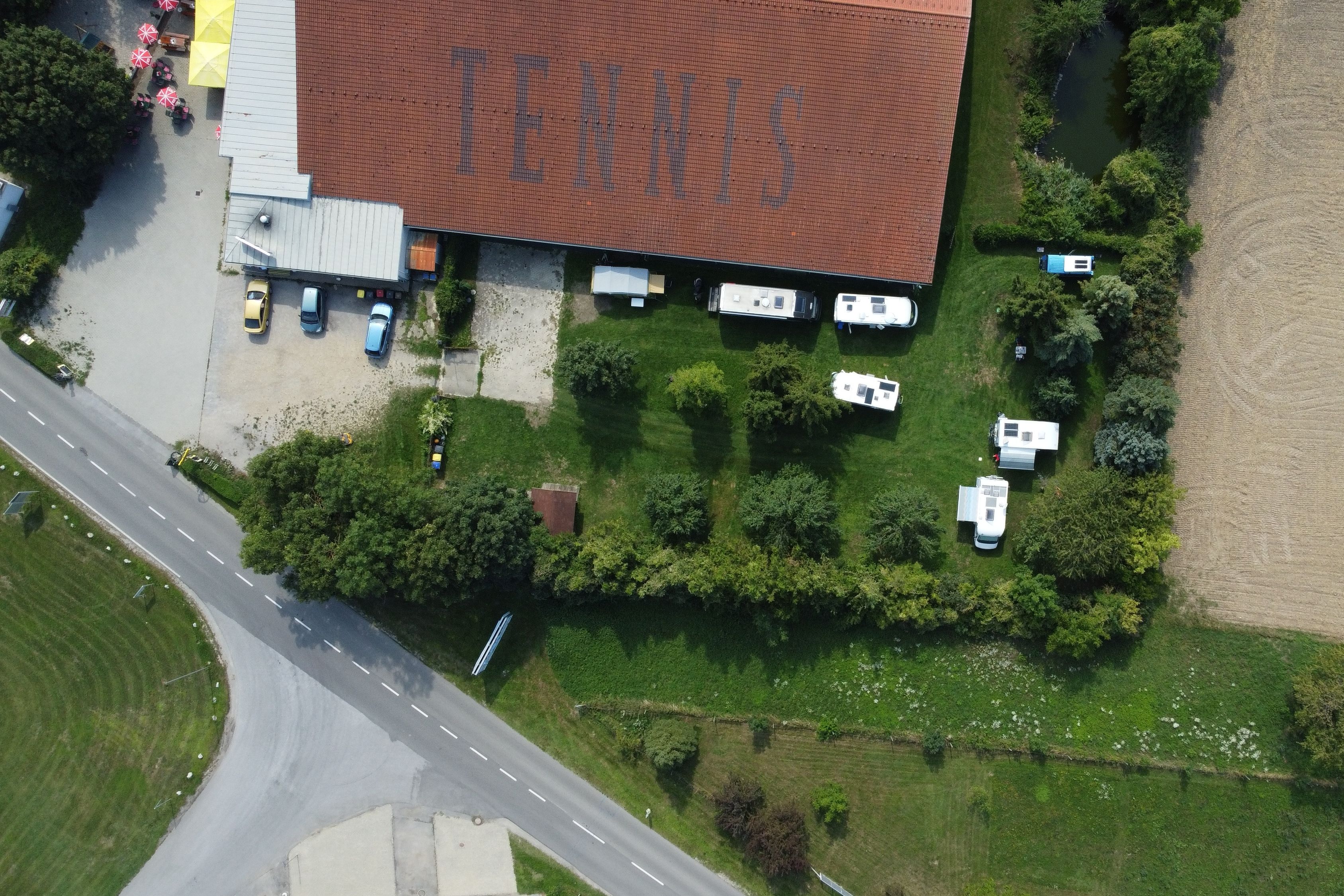 Aerial view of the Petronell indoor tennis center