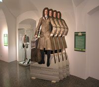 Exhibition room with figures and exhibits in the Wachau laboratory.