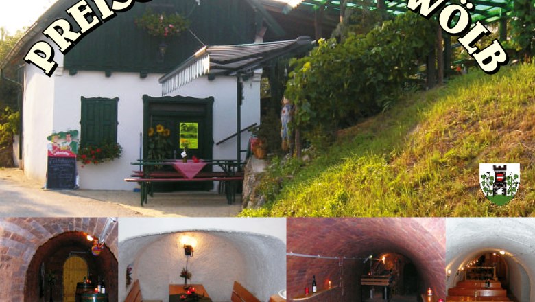 Exterior view and interior of Preissl's Kellerg'wölb.