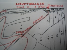 Map of the cross-country ski trail in Kaltenleutgeben with marked trails and markings.