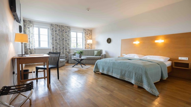 Double room with large bed and sofa