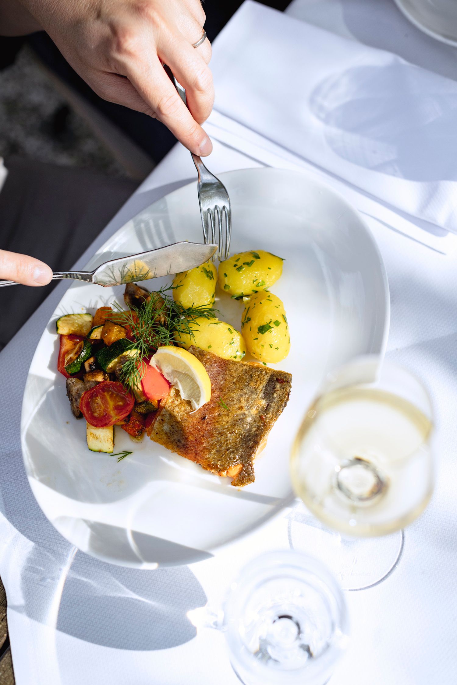Fish dish at the "Zum goldenen Anker" inn