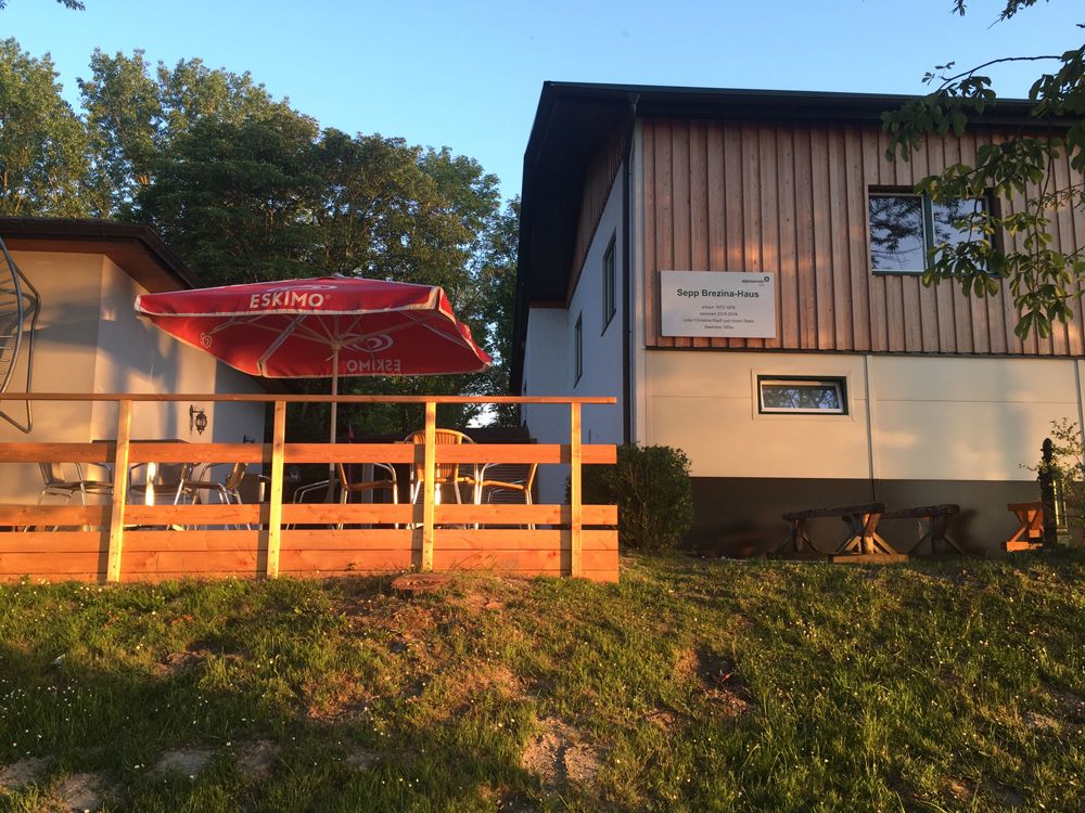 Sunset on the sun deck with parasol 