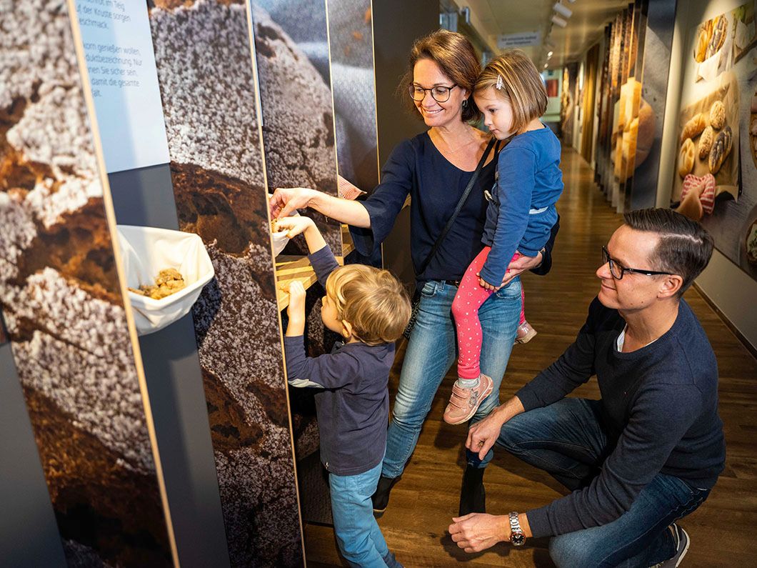 Family at a bread tasting.