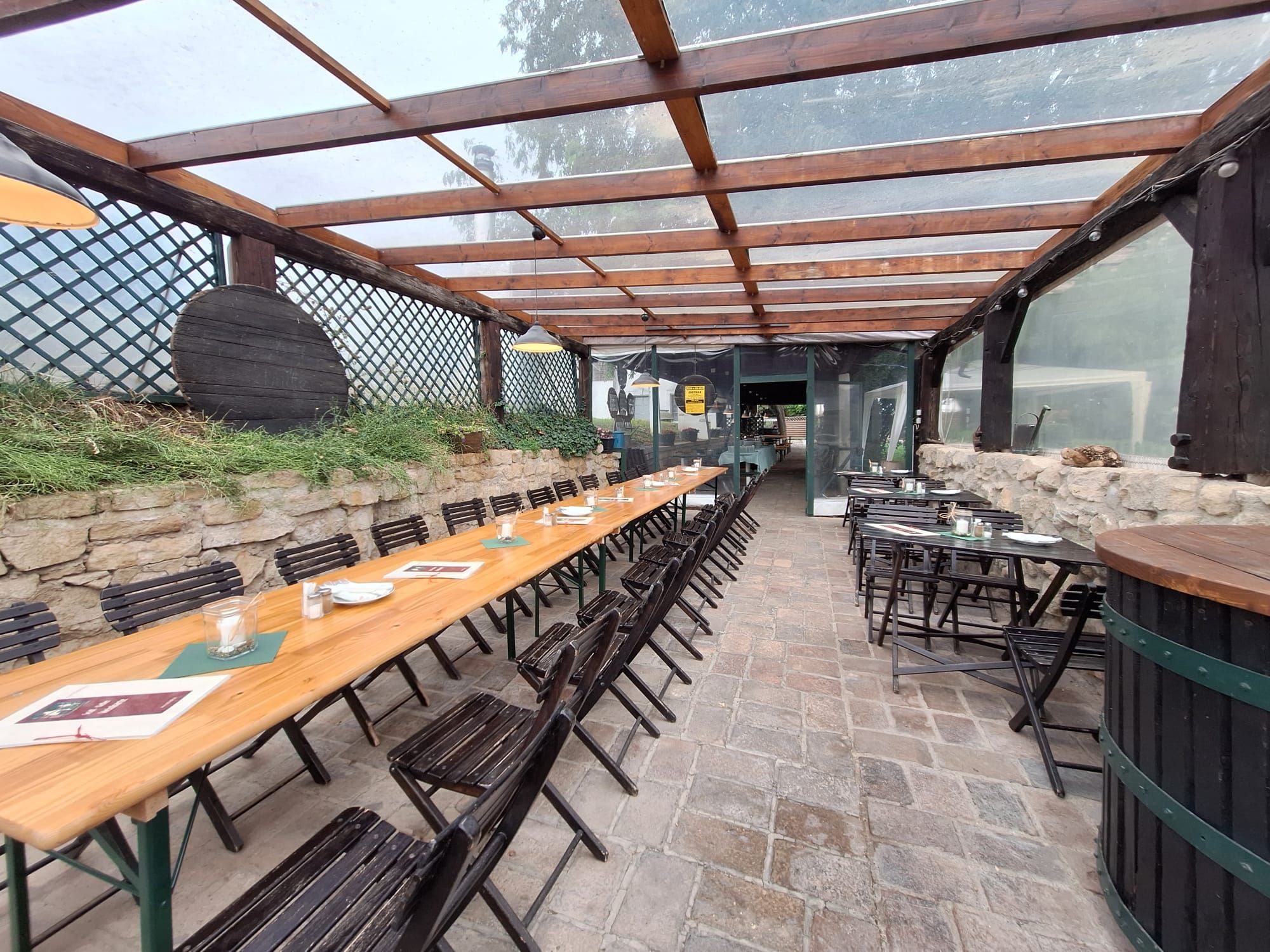Gazebo with tables and armchairs 