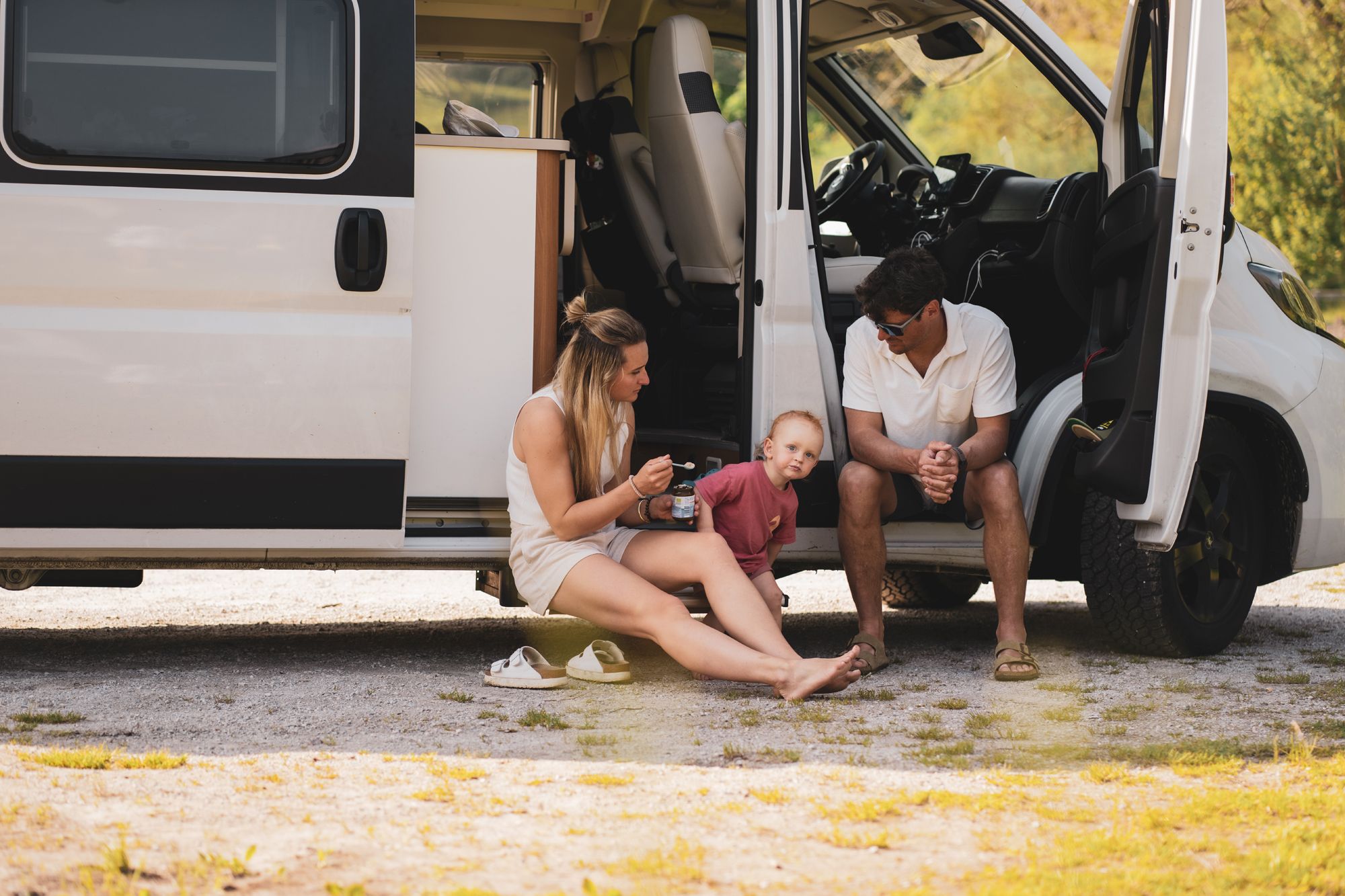 Family with a camper van 