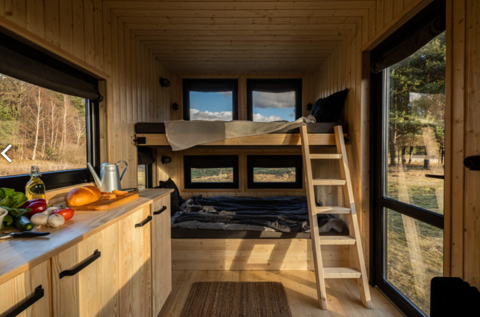 Tiny house at the Bio Retreat farm from the inside