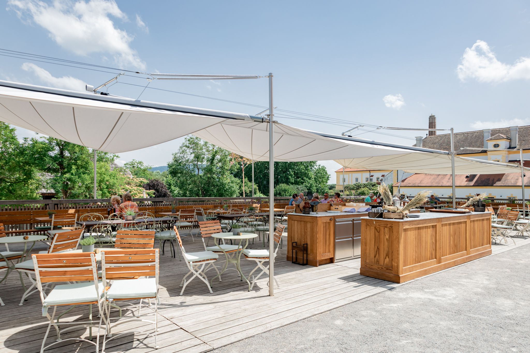 Terrace with tables and chairs