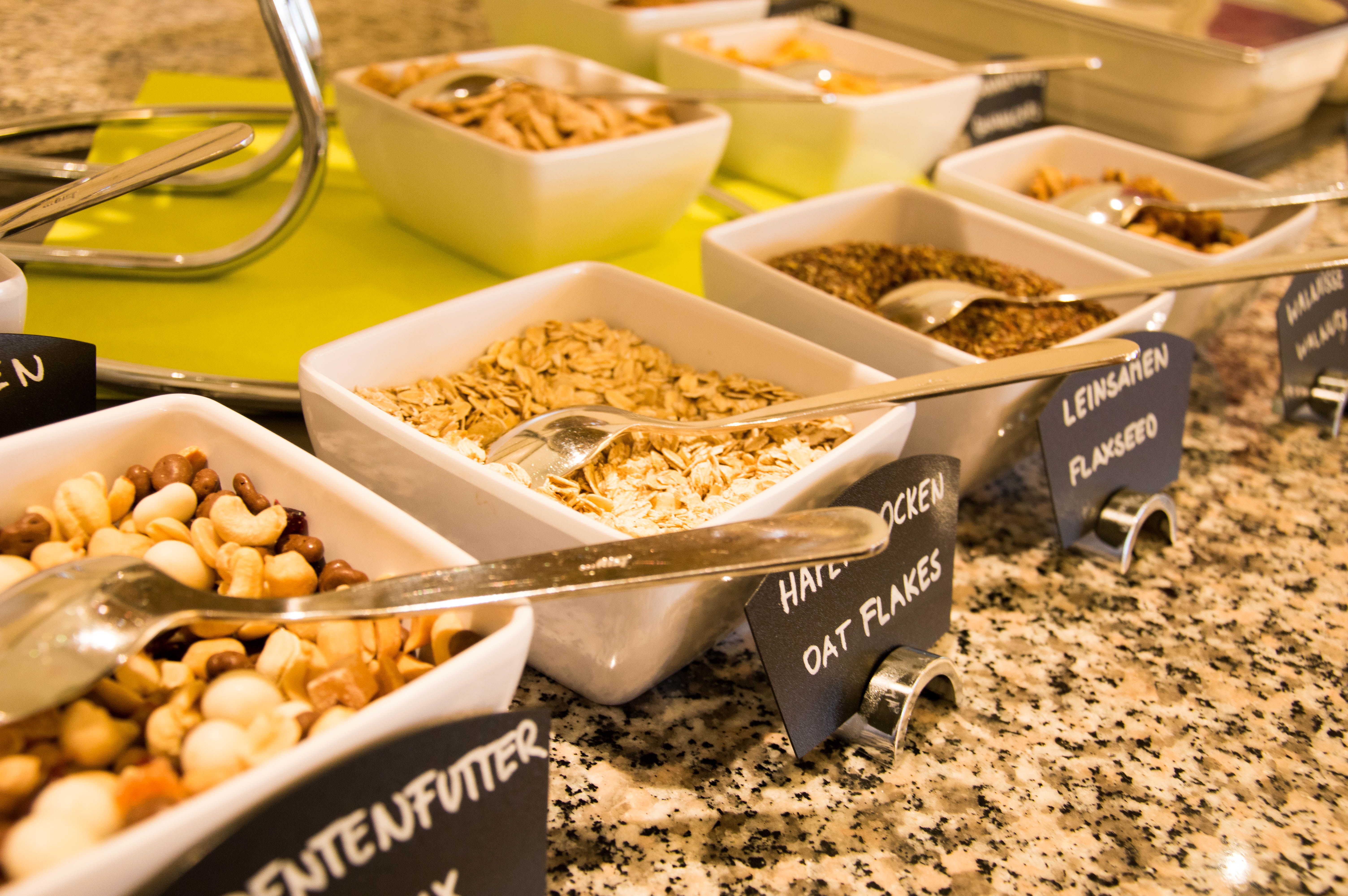 Cereals at the breakfast buffet 