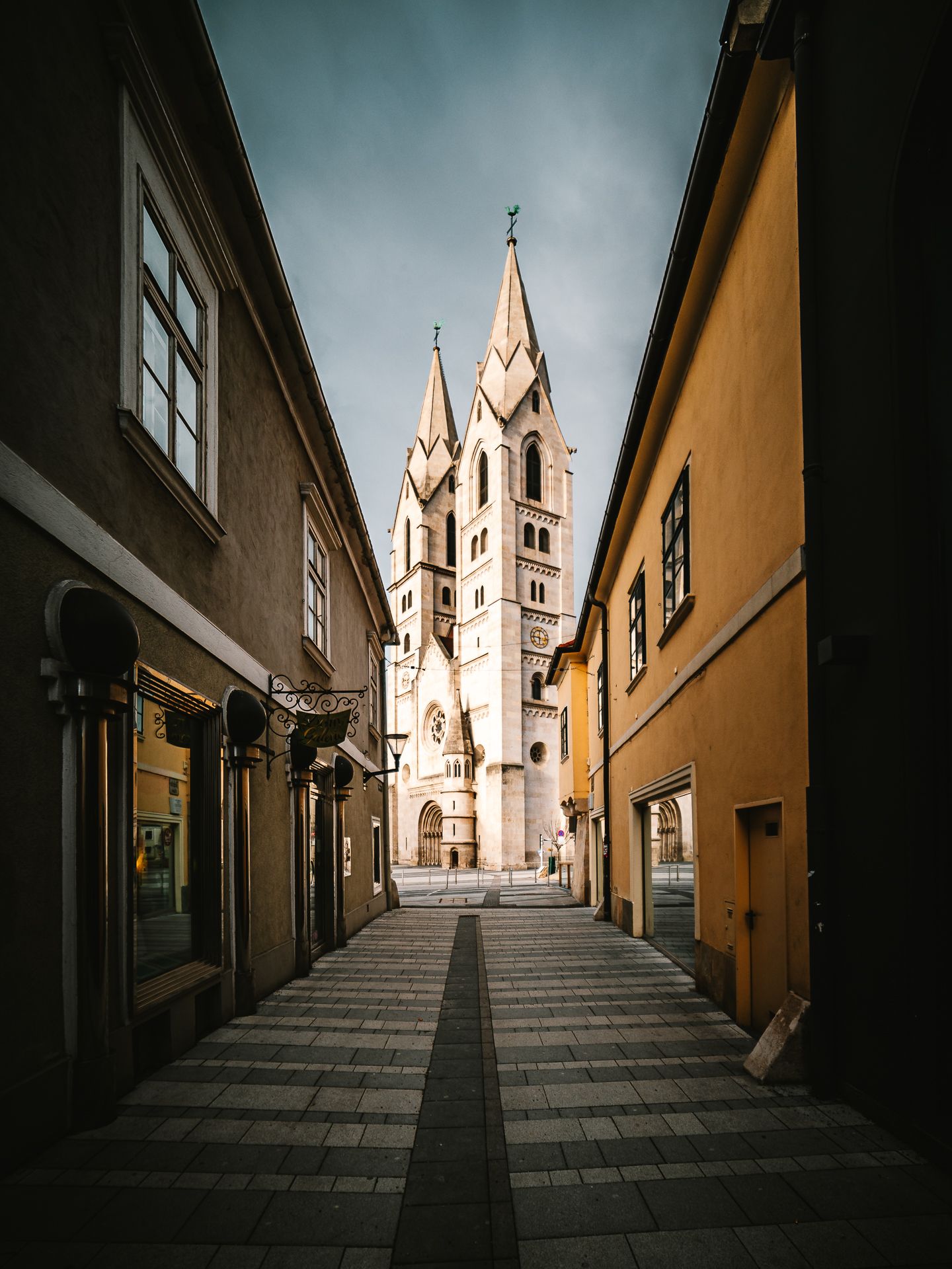 The Cathedral of Our Lady in Wiener Neustadt, photographed from a side street
