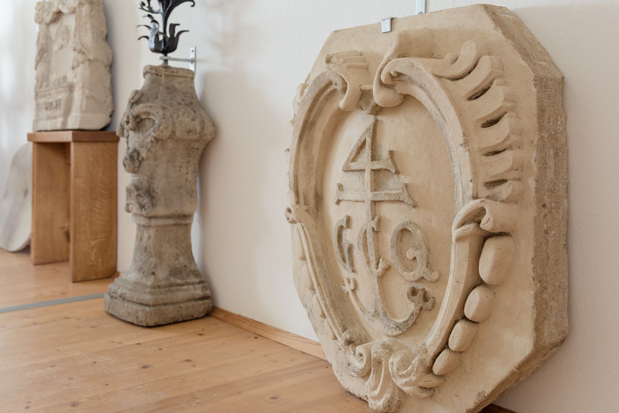 Stone relief with decorative elements in the Zistersdorf town museum.