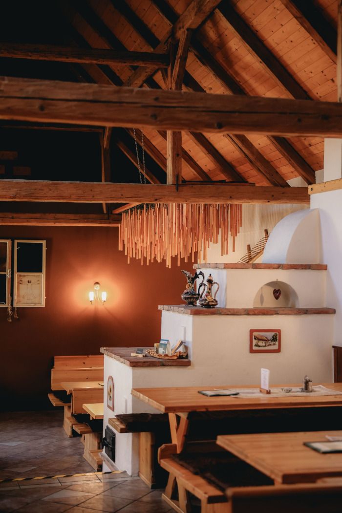 Tiled stove in the wine tavern