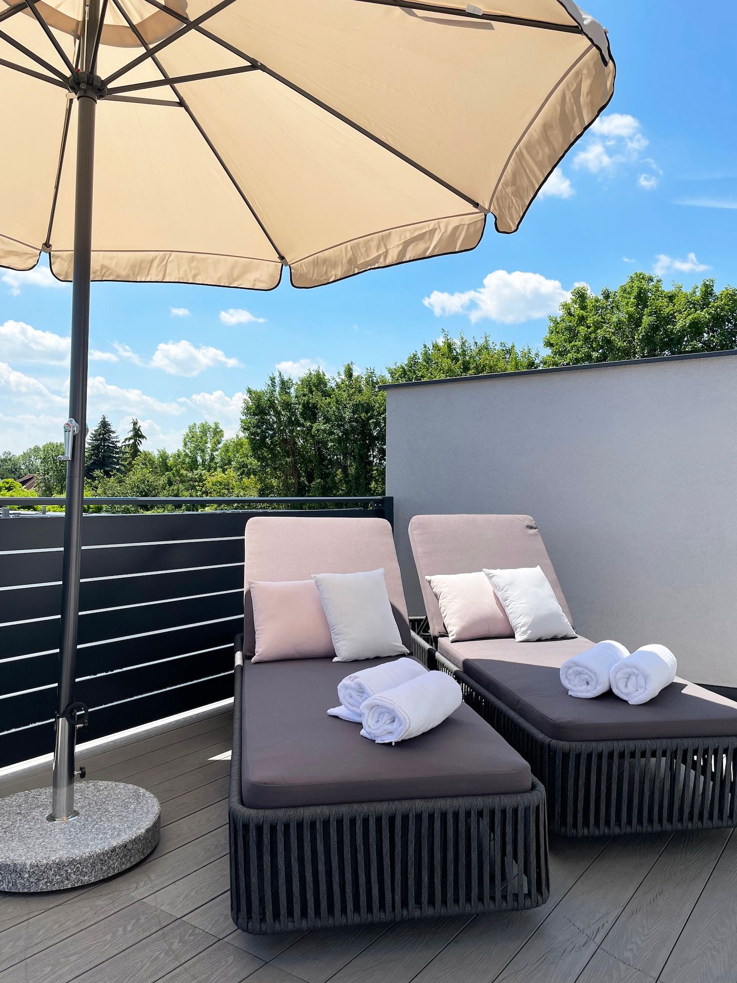 Balcony with sun loungers