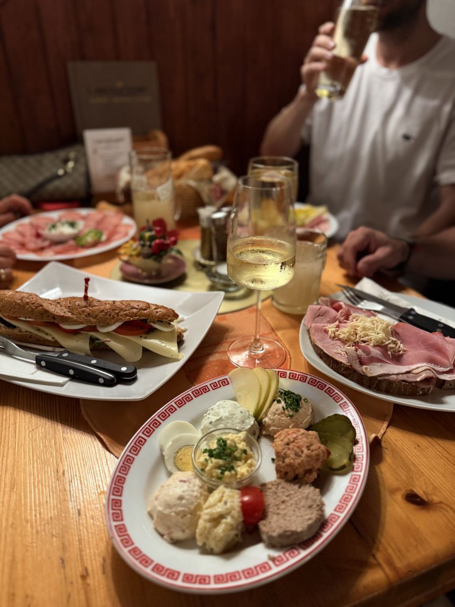 Richly laid wine table.