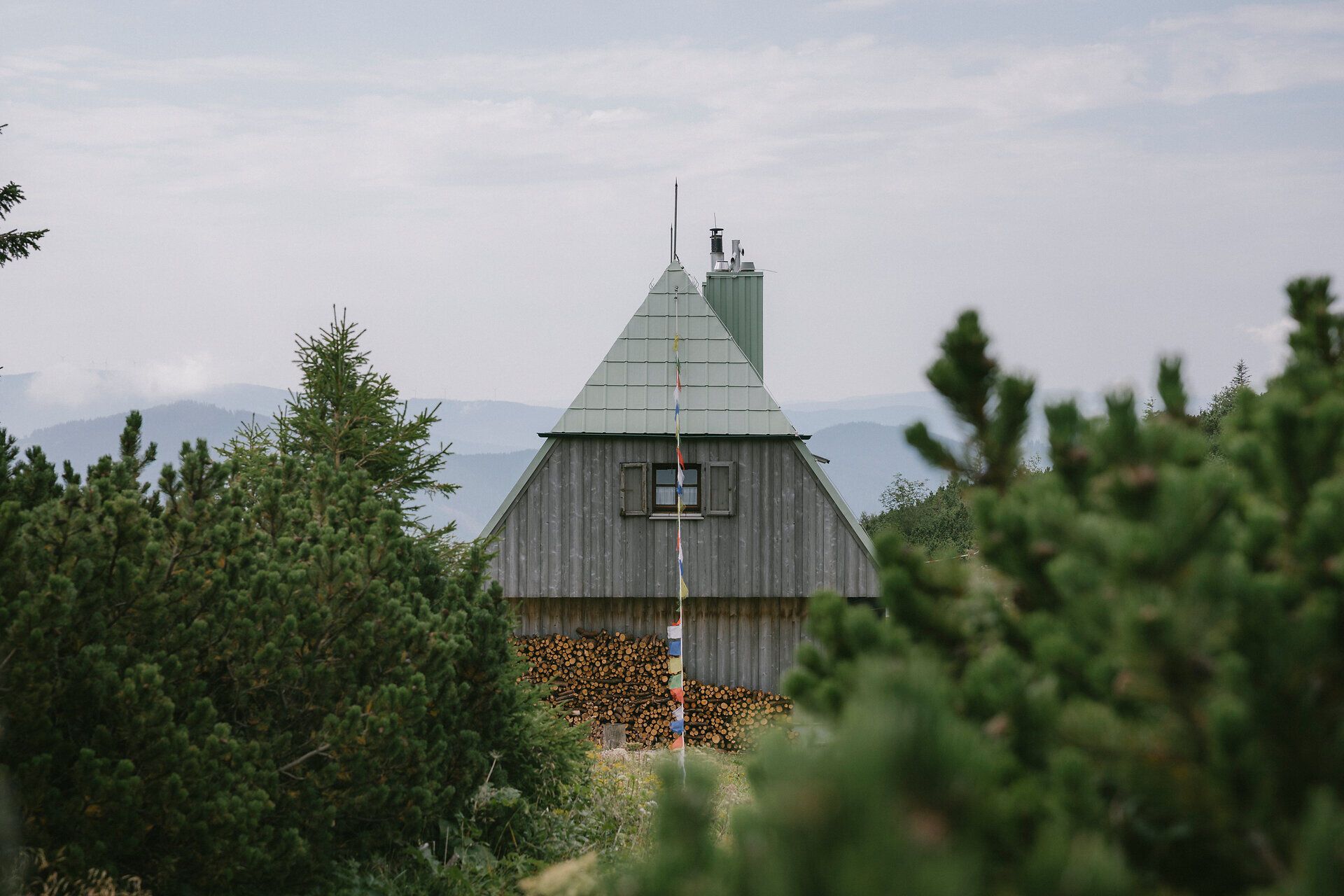 New mountain hut on the Rax, nestled among mountain pines and alpine vegetation