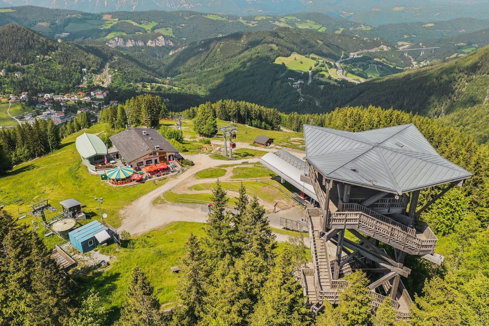 Aerial view of the Millennium Observatory with surrounding landscape.