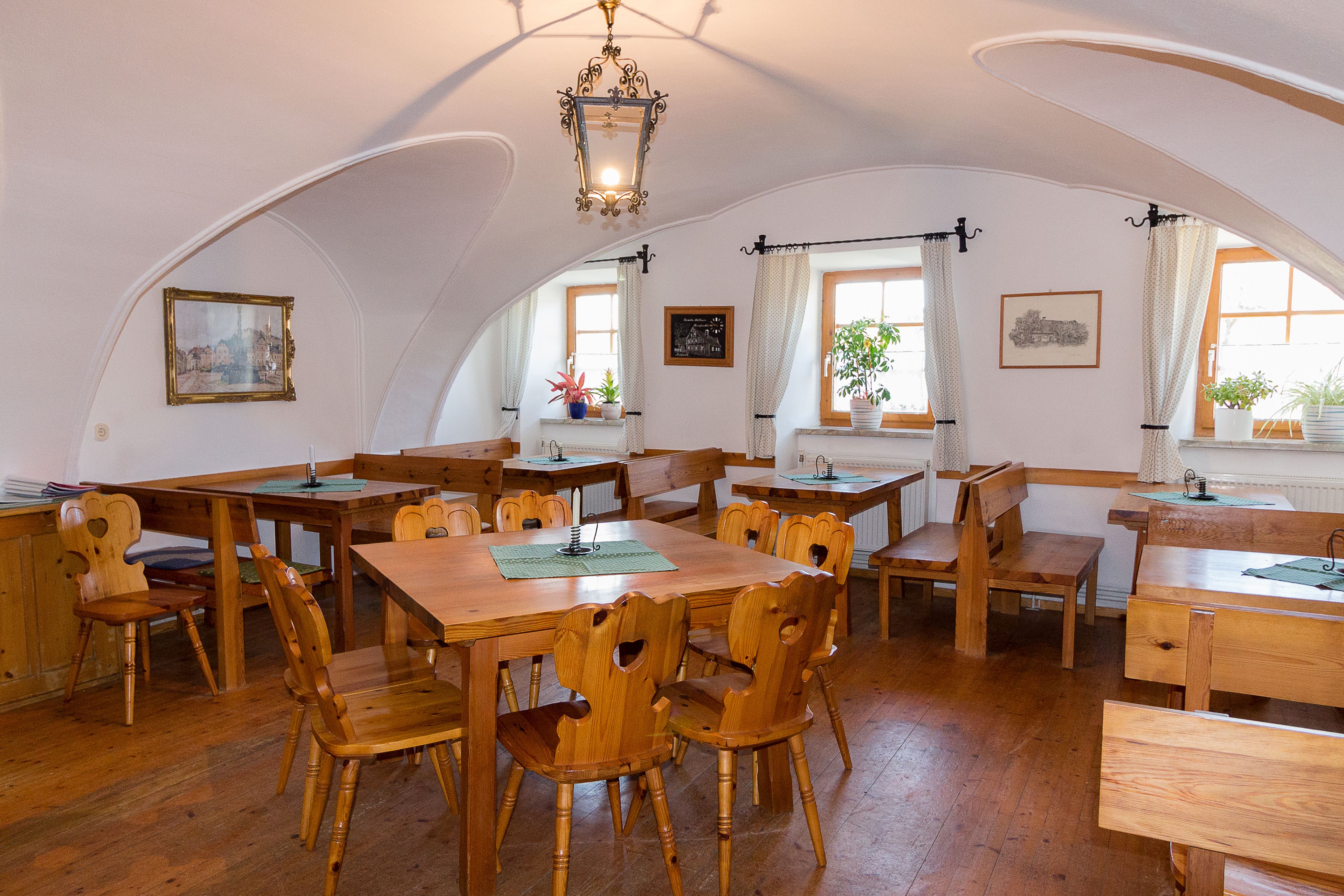 Breakfast room with historic vaulted ceiling
