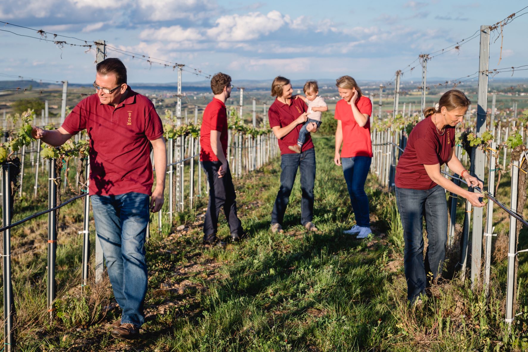 The Amon family at the grape harvest