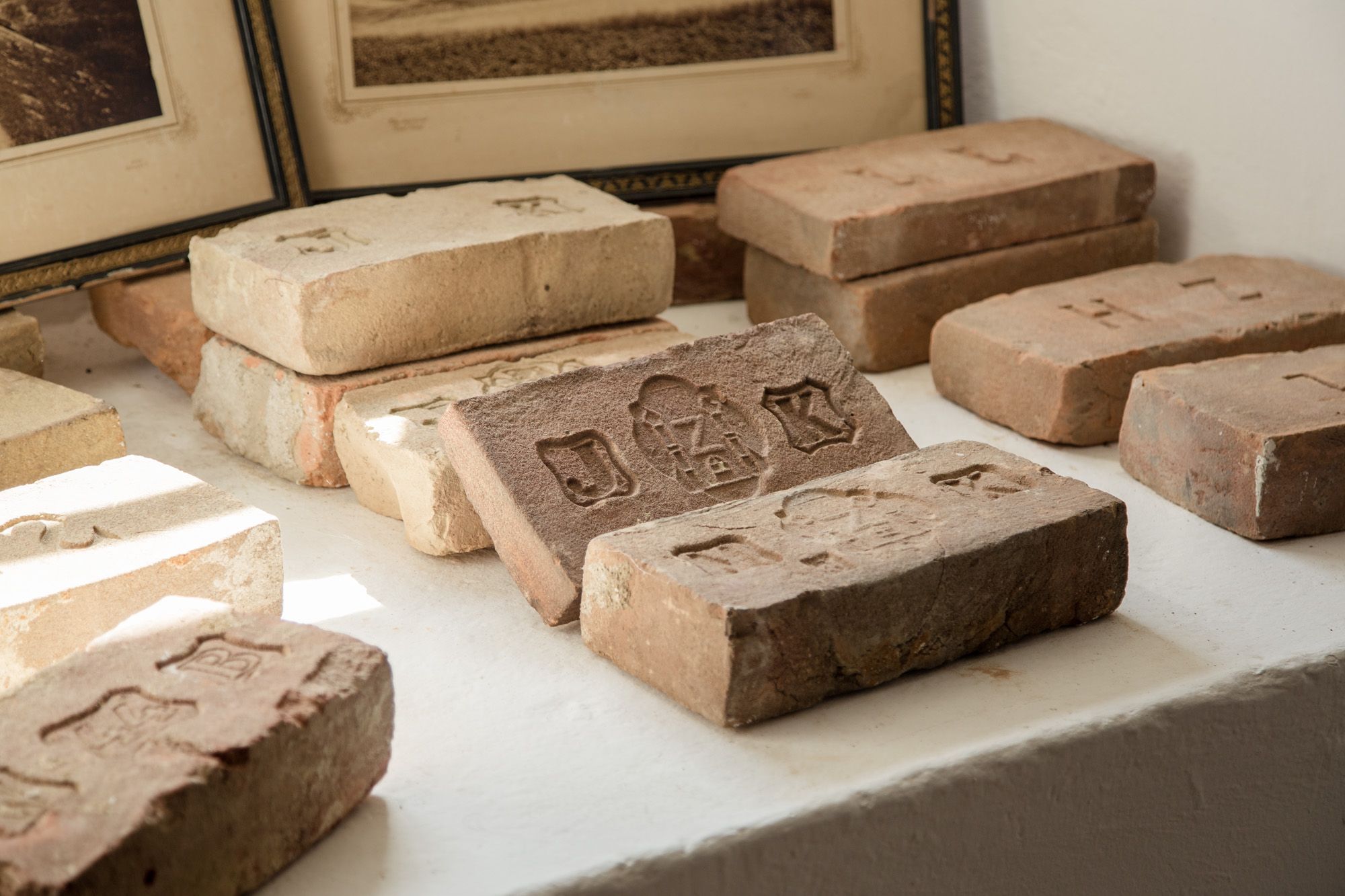 Historic bricks with embossing in the Zistersdorf town museum.
