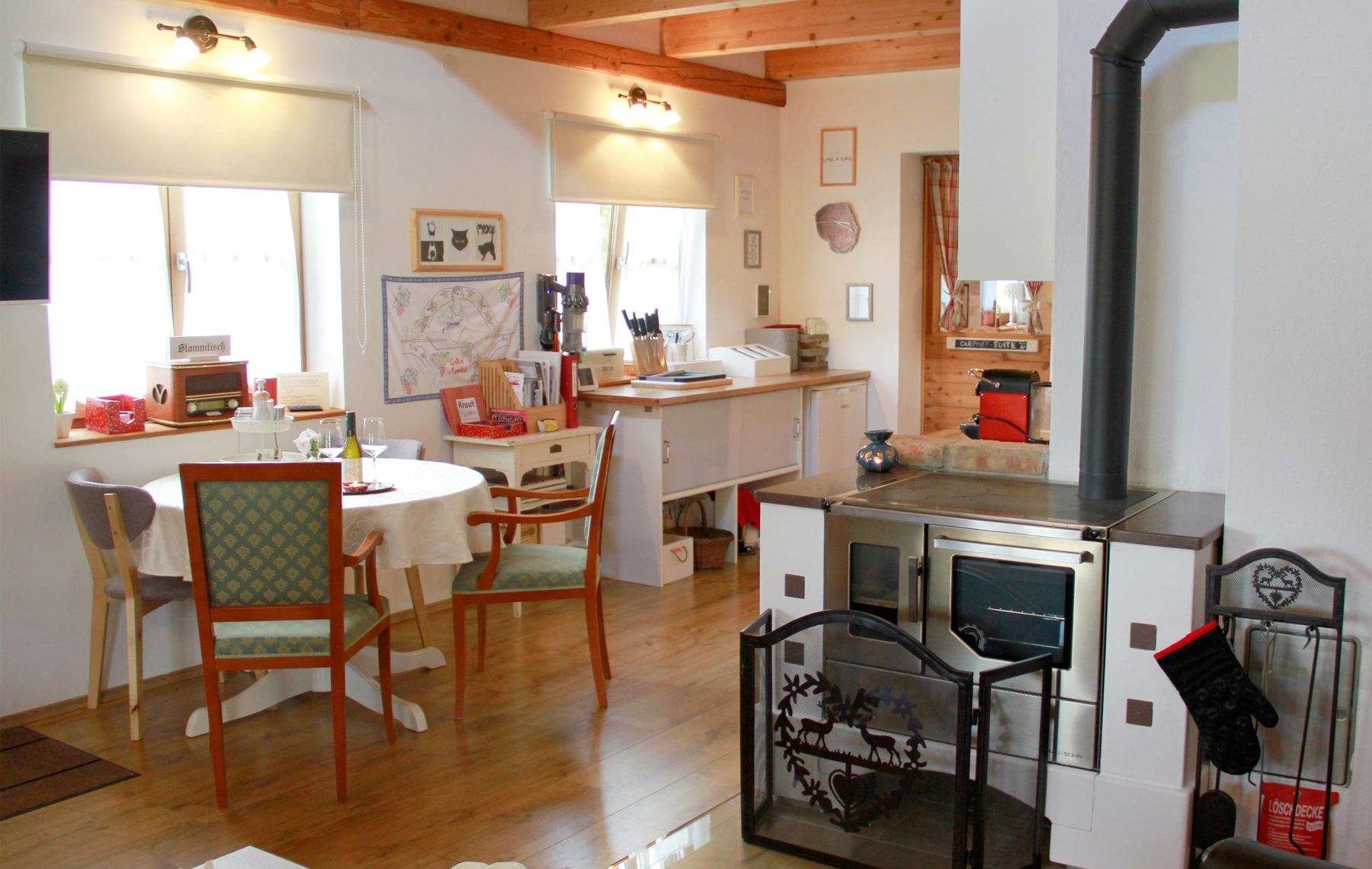 Dining table and oven