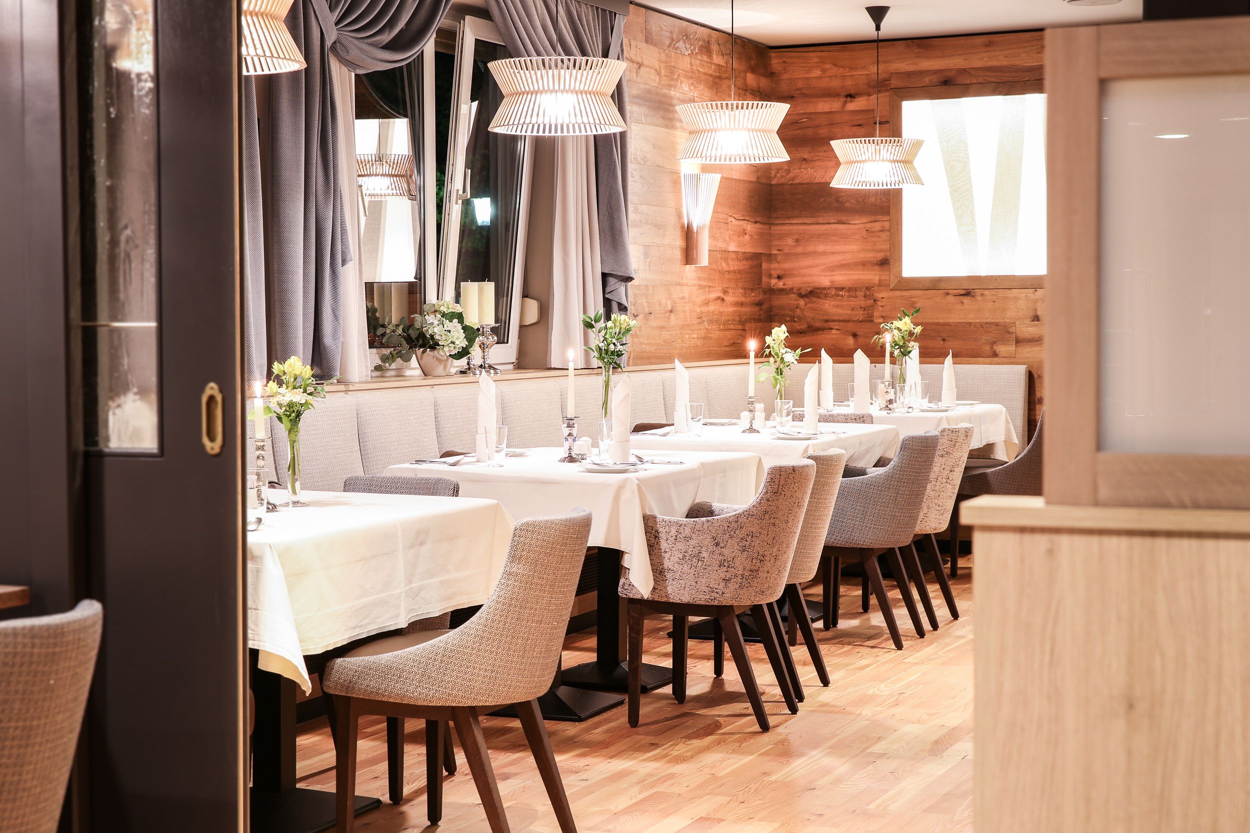 Restaurant with tables and chairs 