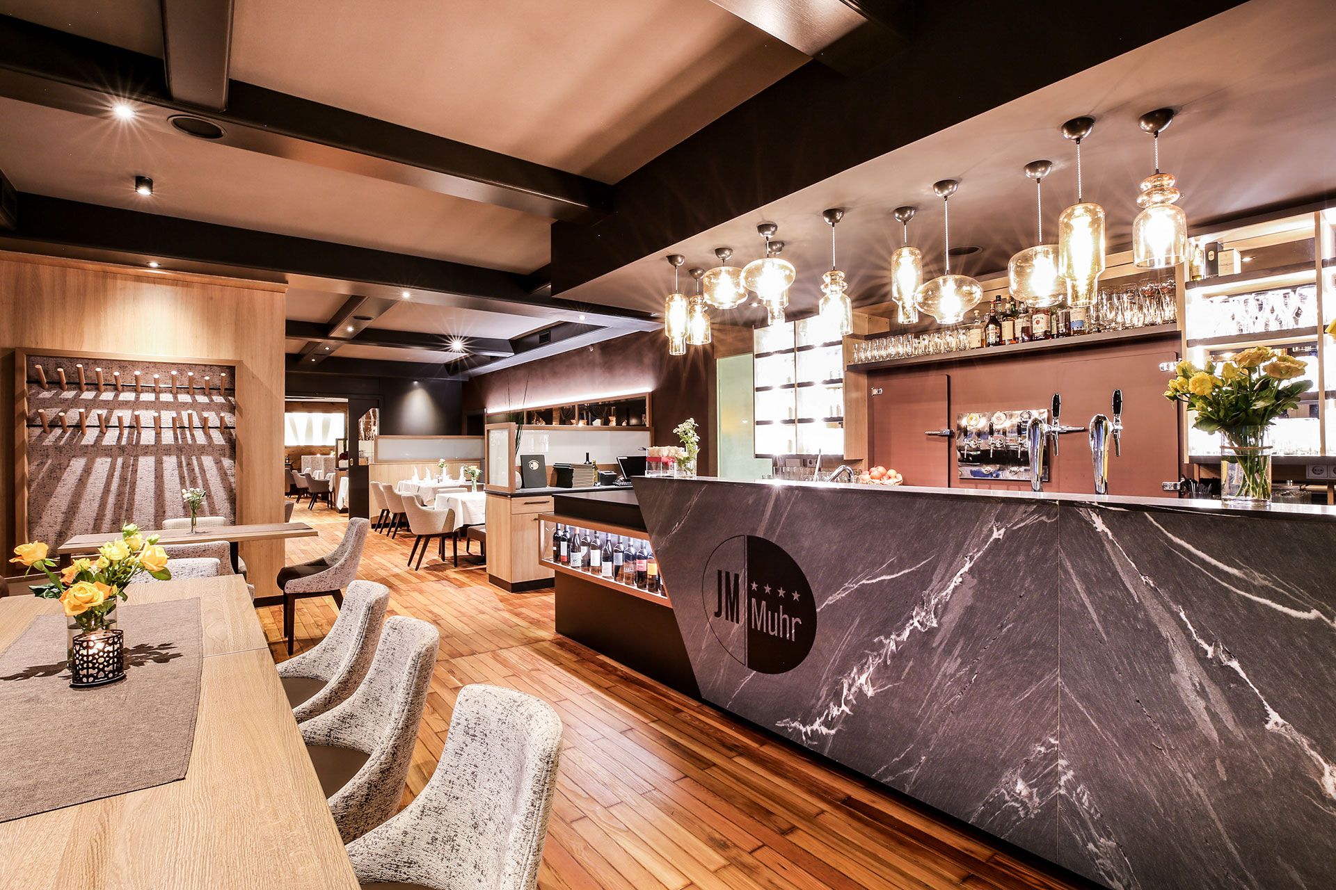 A bar in a restaurant 