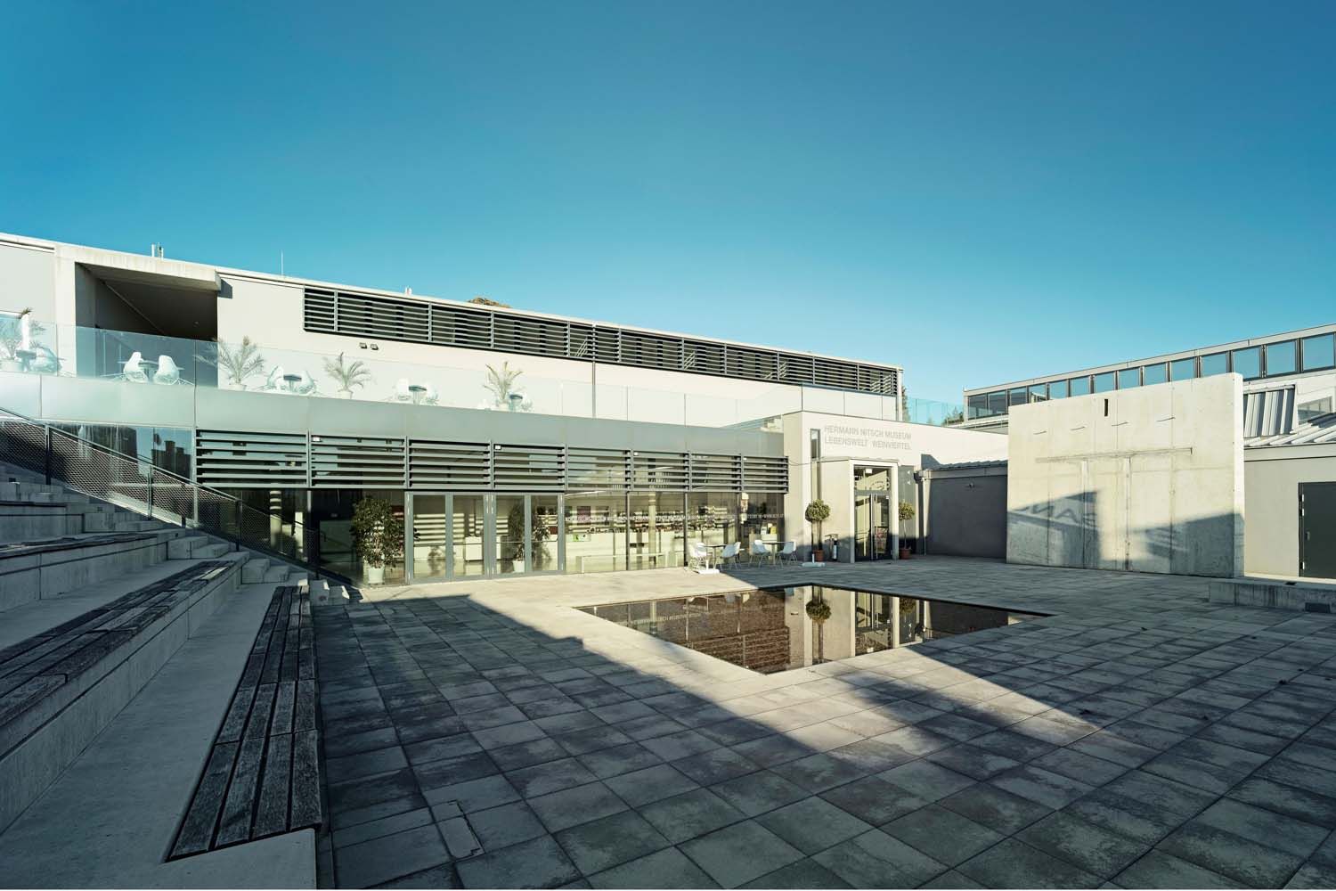 Exterior view of the MAMUZ Museum Mistelbach with modern design and glass façade.