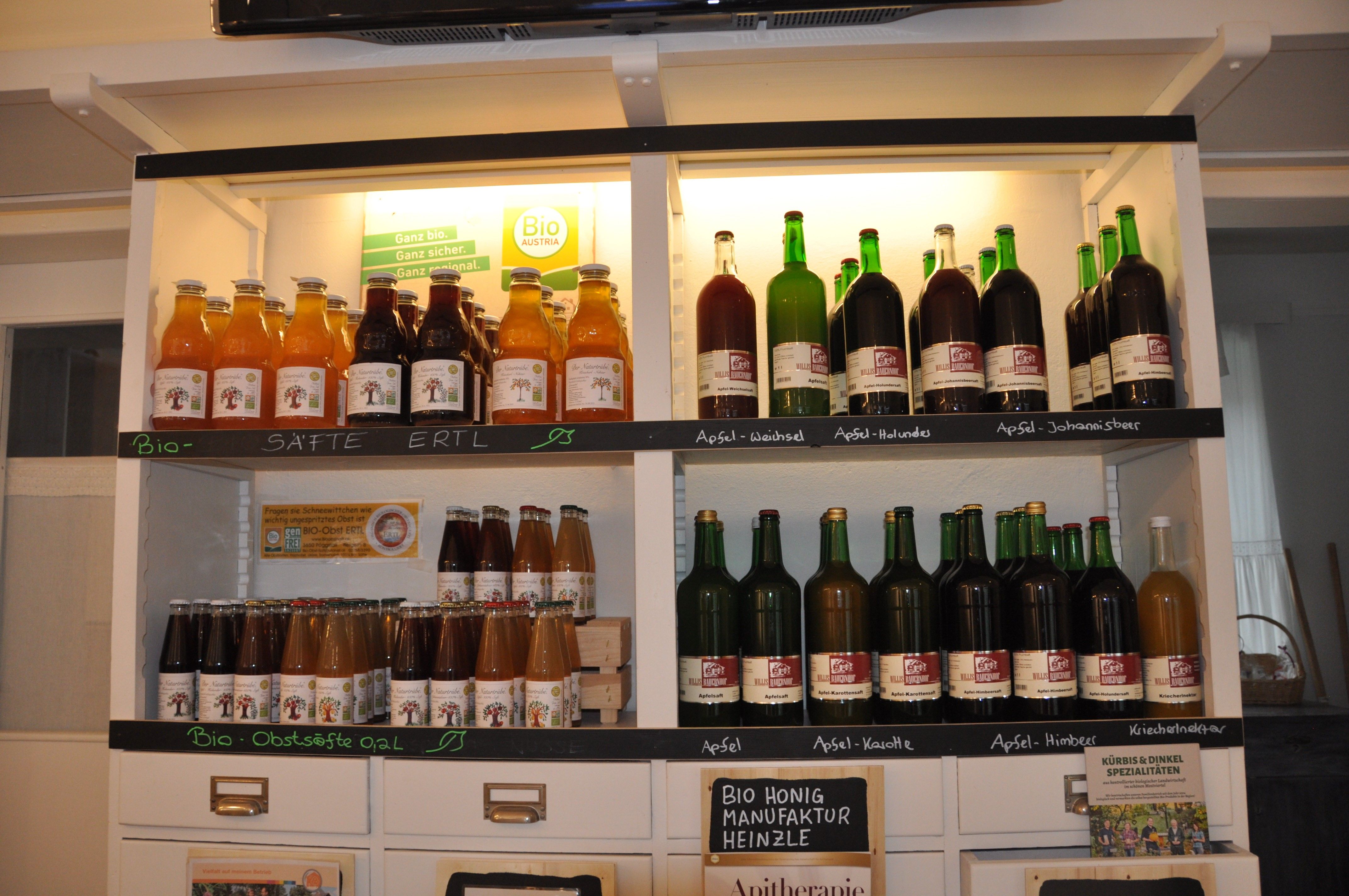 Selection of drinks in the village store