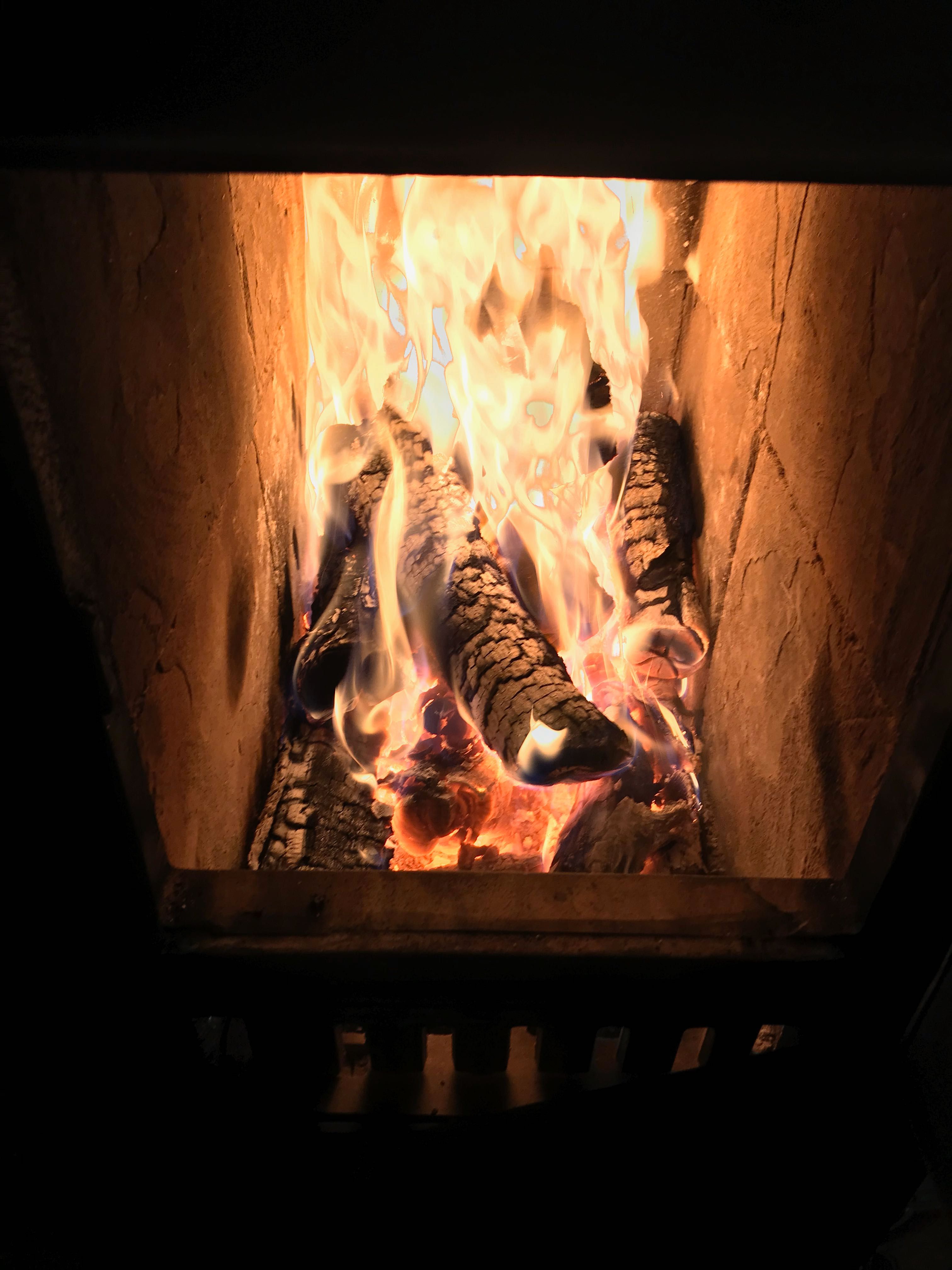 Wood stove in operation 